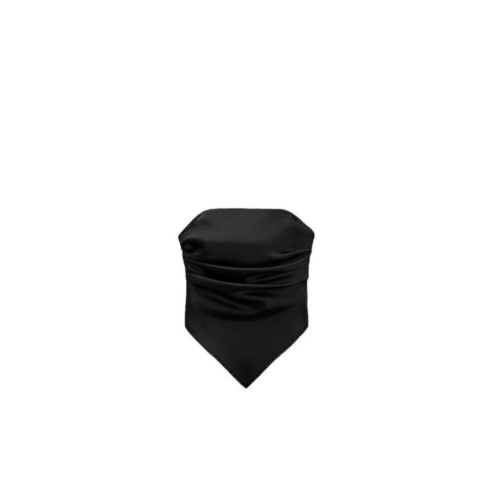 ZARA SATINY STRAPLESS NECKERCHIEF TOP BLACK SIZE XL | 7743/331